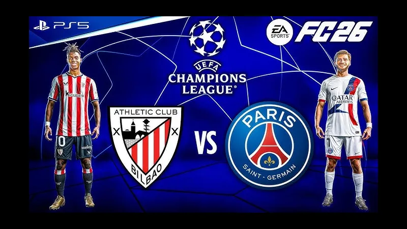 Cầu thủ của PSG tung cú sút mạnh vào khung thành của Athletic Bilbao Cầu thủ của PSG tung cú sút mạnh vào khung thành của Athletic Bilbao